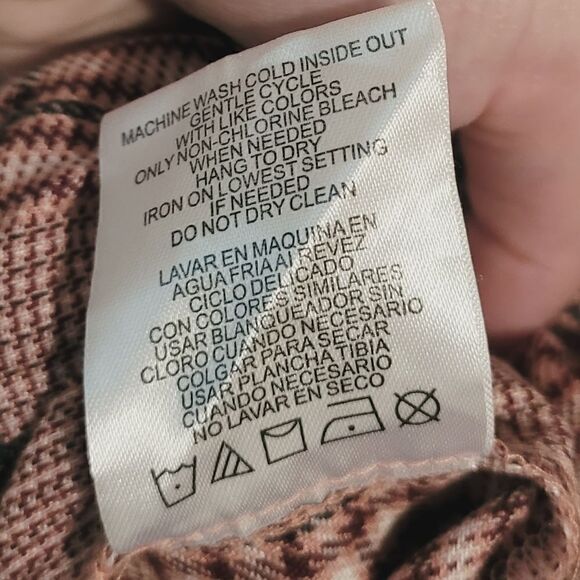 GB Gianni Bini Pink Plaid High Neck Puff Sleeve Dress Size Small - Picture 5 of 8